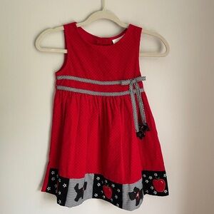 Rare Editions Scottie Dog Apple Jumper Dress in Red & Black Corduroy Size 5T